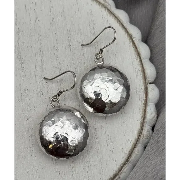 Hammered Sterling Silver 925 Dangle Earrings - Picture 1 of 7